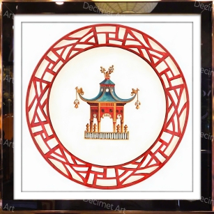 Tranh Khung Gương Đình Đỏ 01