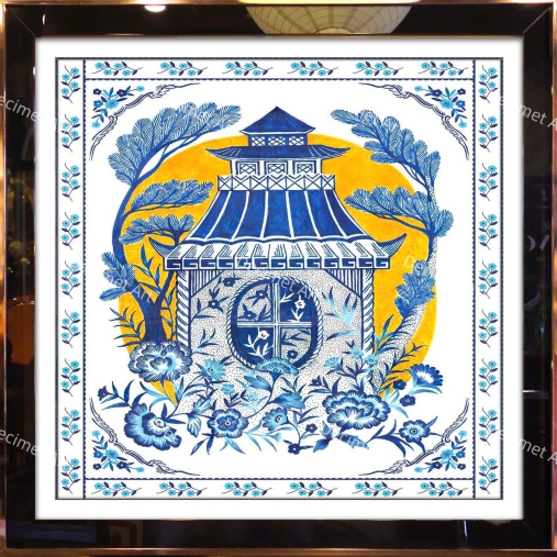 Tranh Khung Gương Sắc Lam Men Ngọc 03